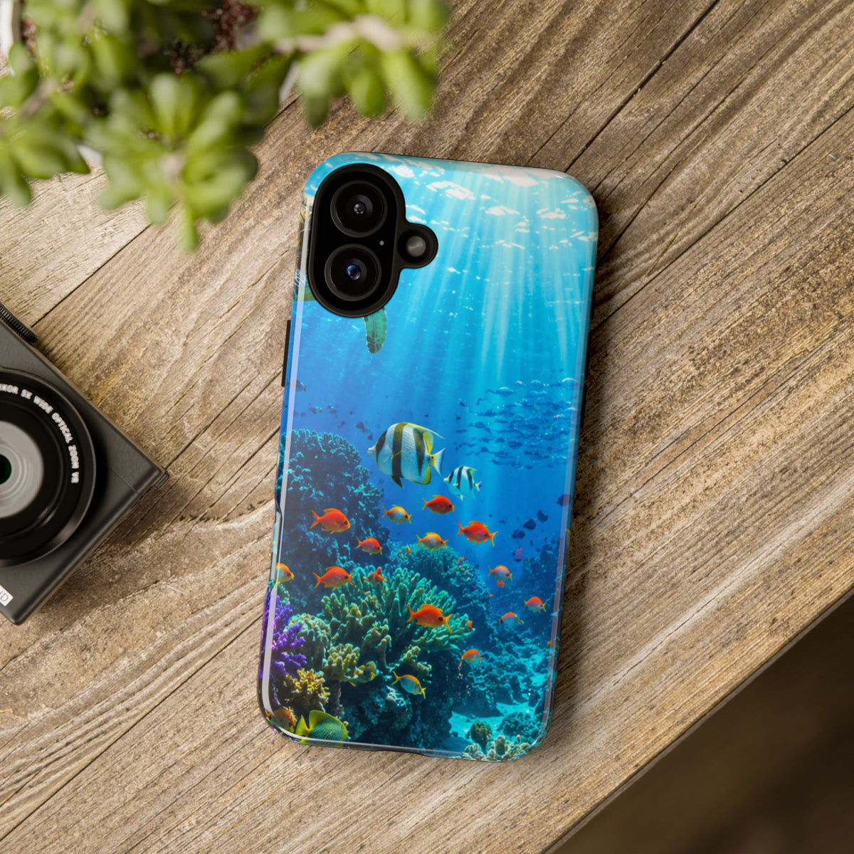 Underwater Ocean Life Tough Phone Case — Coral Reef & Sea Turtle Protective Cover