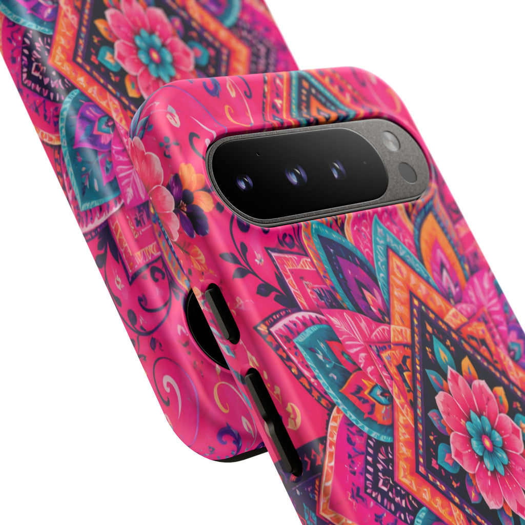 Floral Mandala Tough Phone Case — Pink Boho Protective Cover