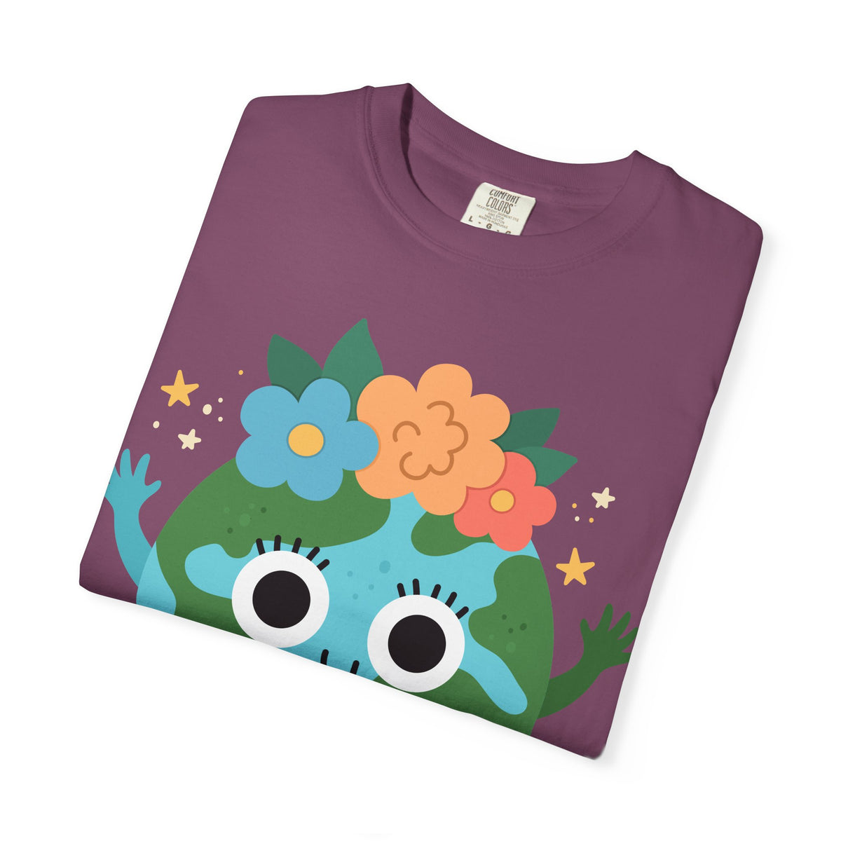 Flower Crown Earth Illustration T-shirt | Cute Planet Graphic