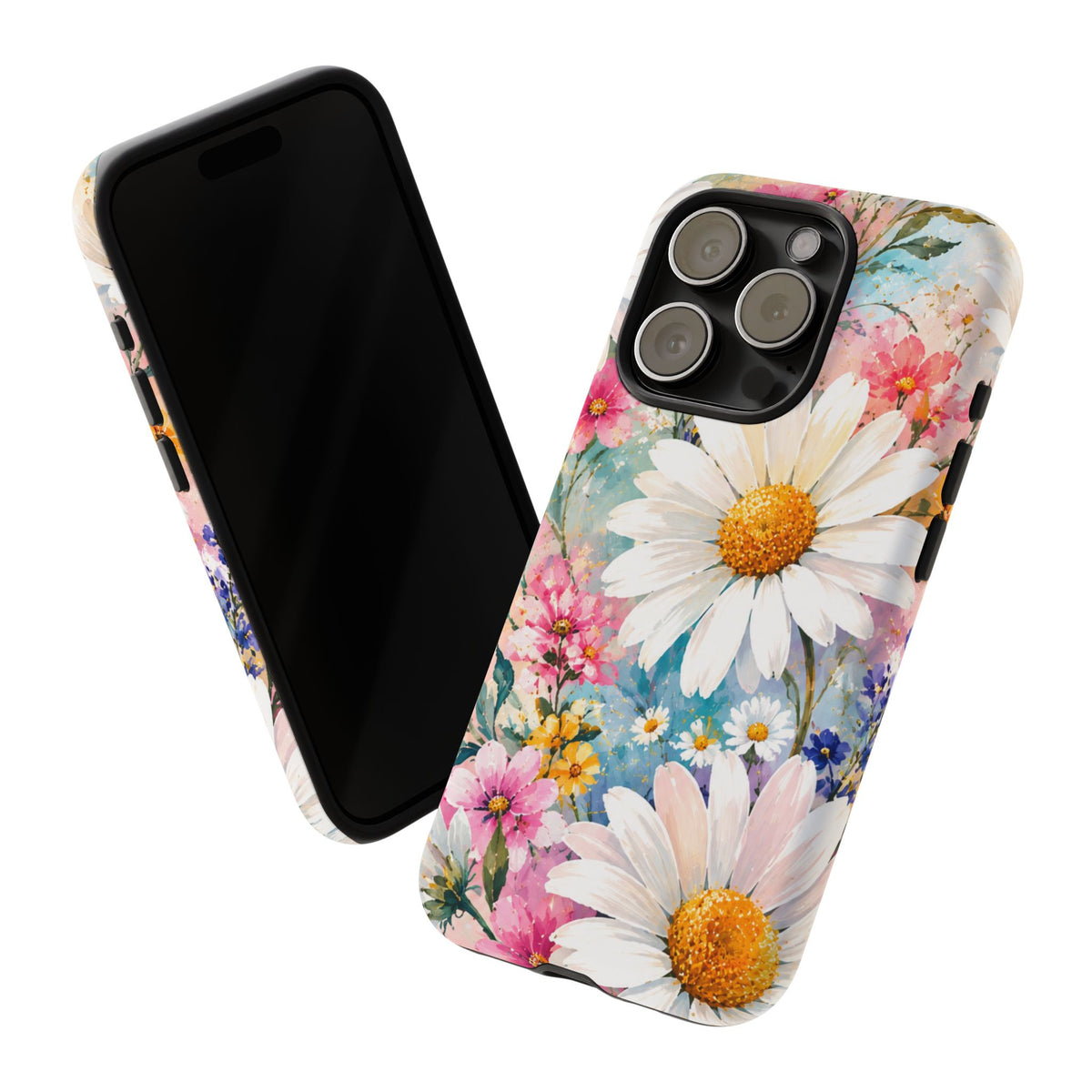 Floral Daisy Phone Case — Watercolor Daisies Protective Tough Case
