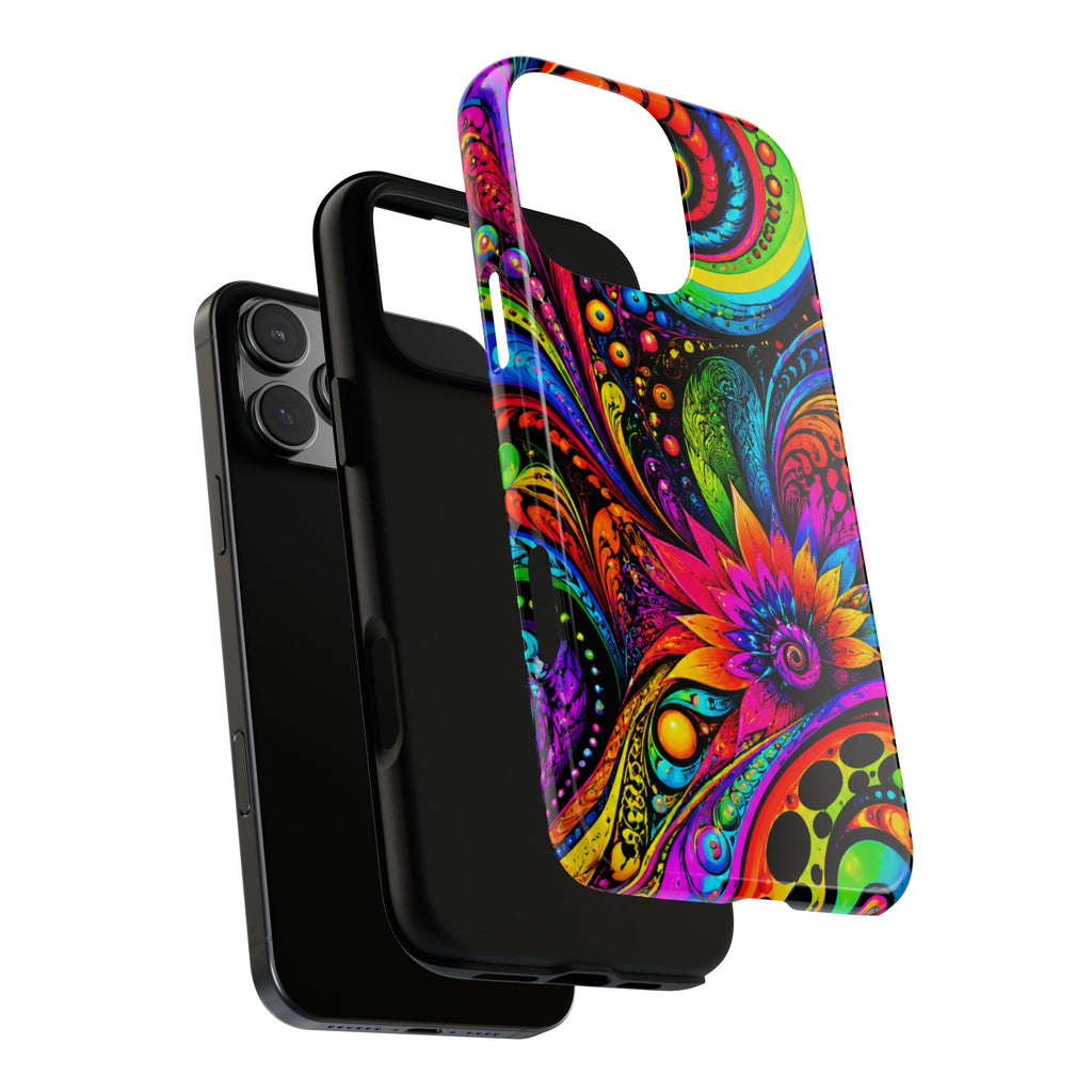 Psychedelic Floral Phone Case — Vibrant Swirl Tough Protective Cover
