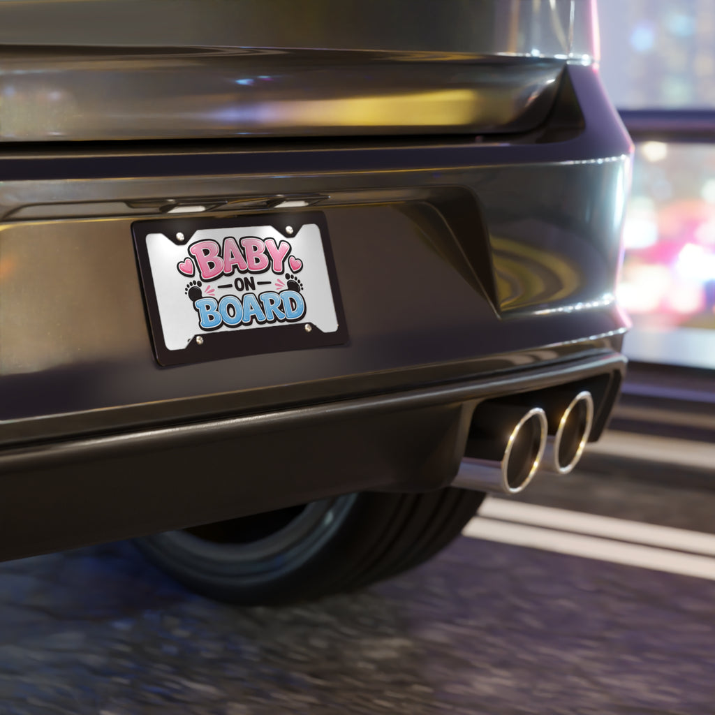 Baby on Board Vanity Plate | Pink Blue Baby Feet License Plate