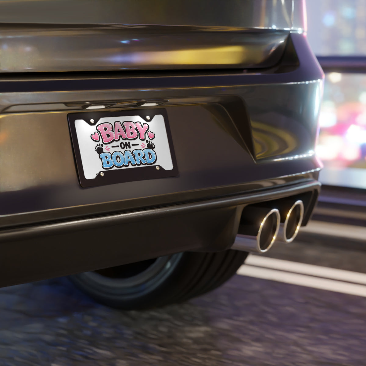 Baby on Board Vanity Plate | Pink Blue Baby Feet License Plate