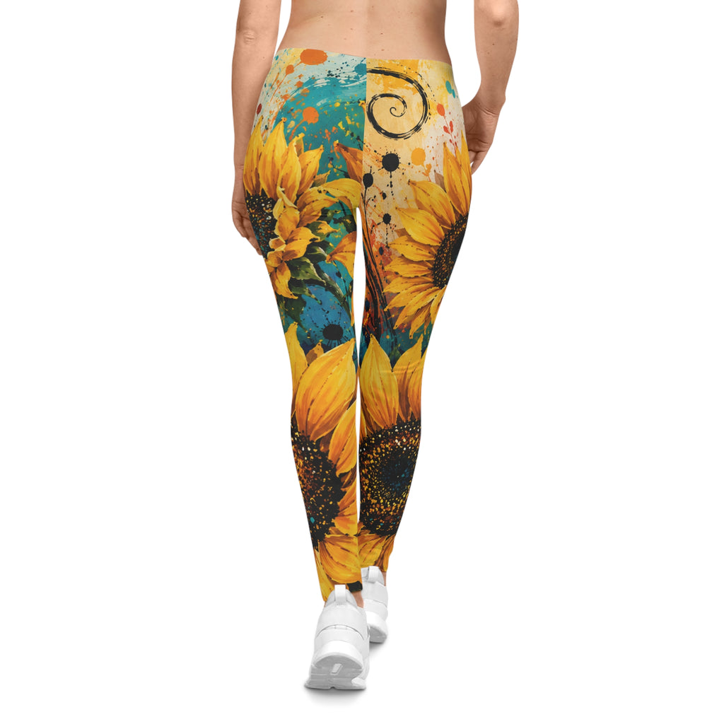 Sunflower Splash Leggings — Vibrant Floral Women's Casual Leggings