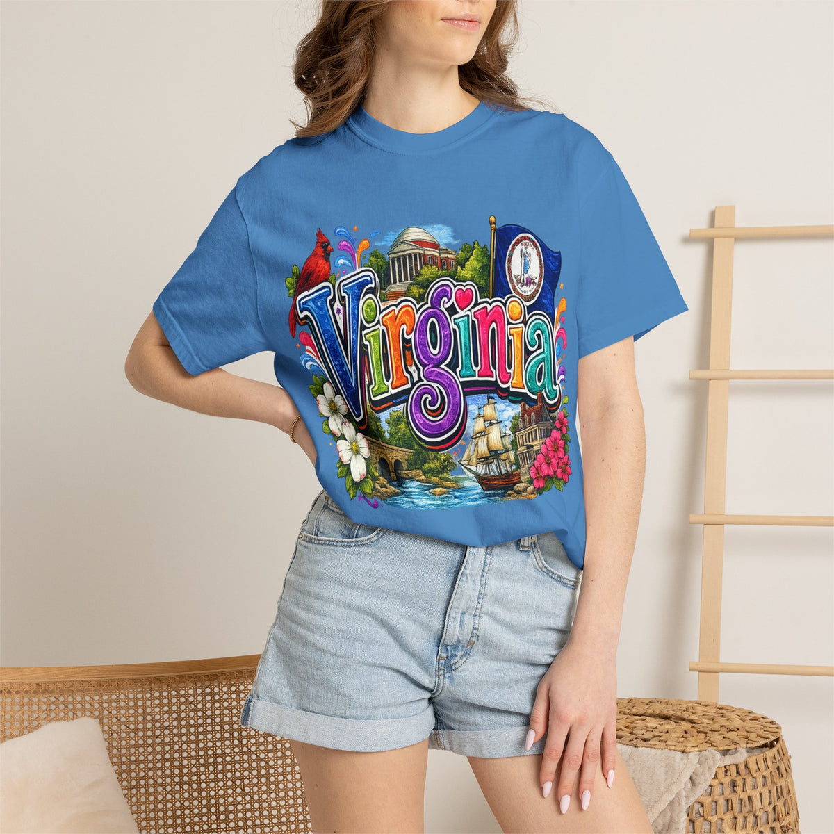 Virginia Vintage Postcard T-Shirt | State Scenic Illustration