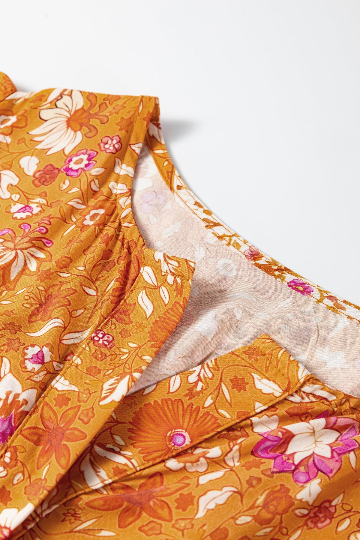 Boho Floral Smocked Waist Long Sleeve Maxi Dress