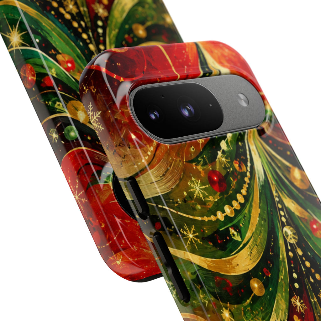 Christmas Tree Tough Phone Case — Festive Red & Green Holiday Phone Cover
