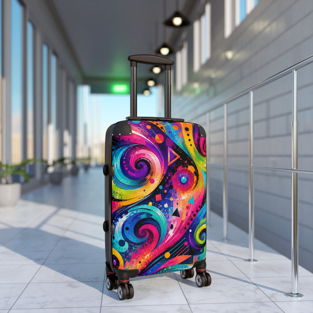 Colorful Swirl Carry-On Suitcase — Vibrant Abstract Luggage for Travelers