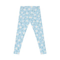 Blue Floral Leggings — Light Blue Spring Daisy Print Women's Leggings