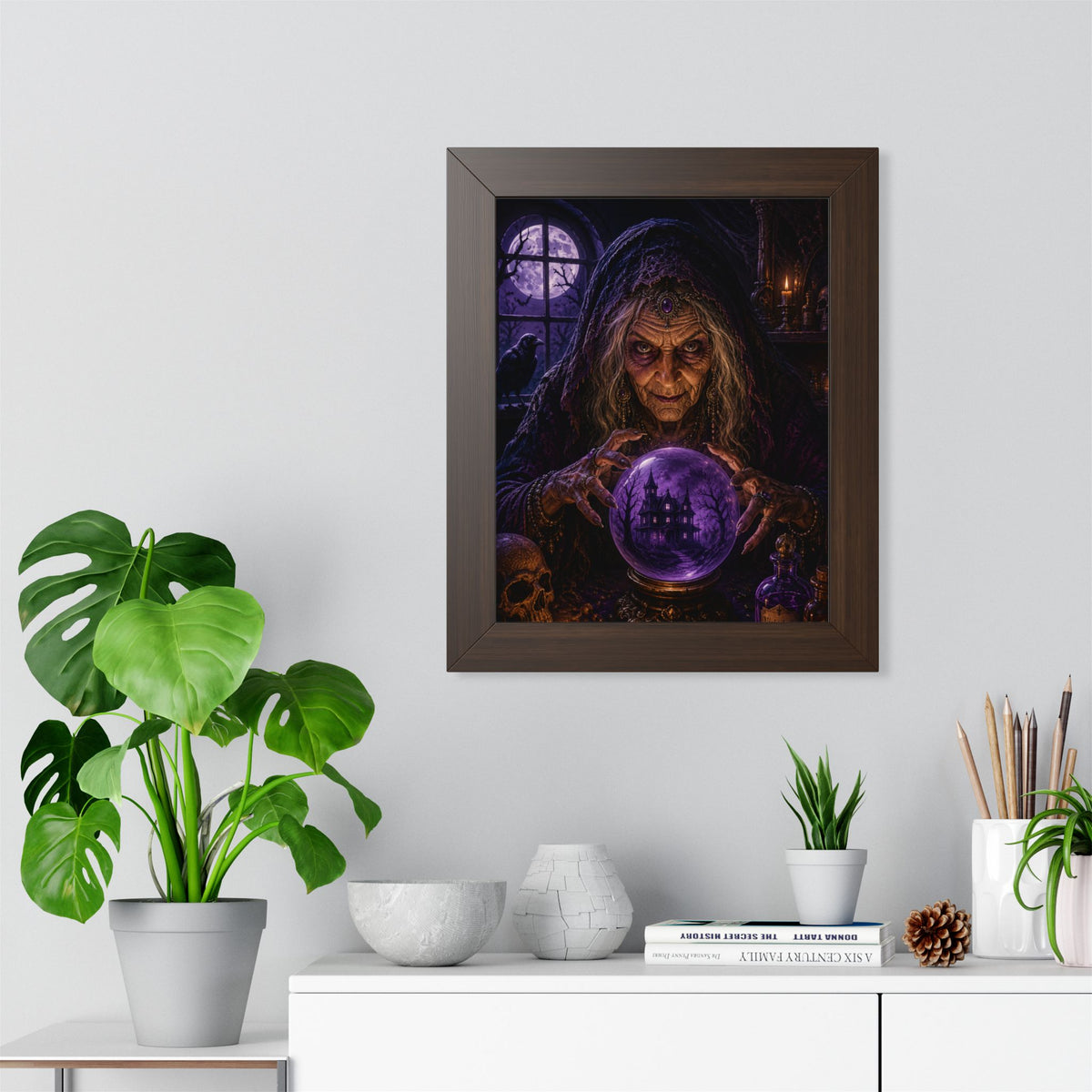 Witch with Crystal Ball Framed Poster | Halloween Wall Art