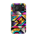 Geometric Art Deco Tough Phone Case — Vibrant Gold, Teal & Magenta Pattern