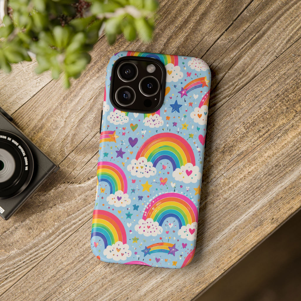 Rainbow Clouds Phone Case — Cute Pastel Rainbow Pattern Tough Case