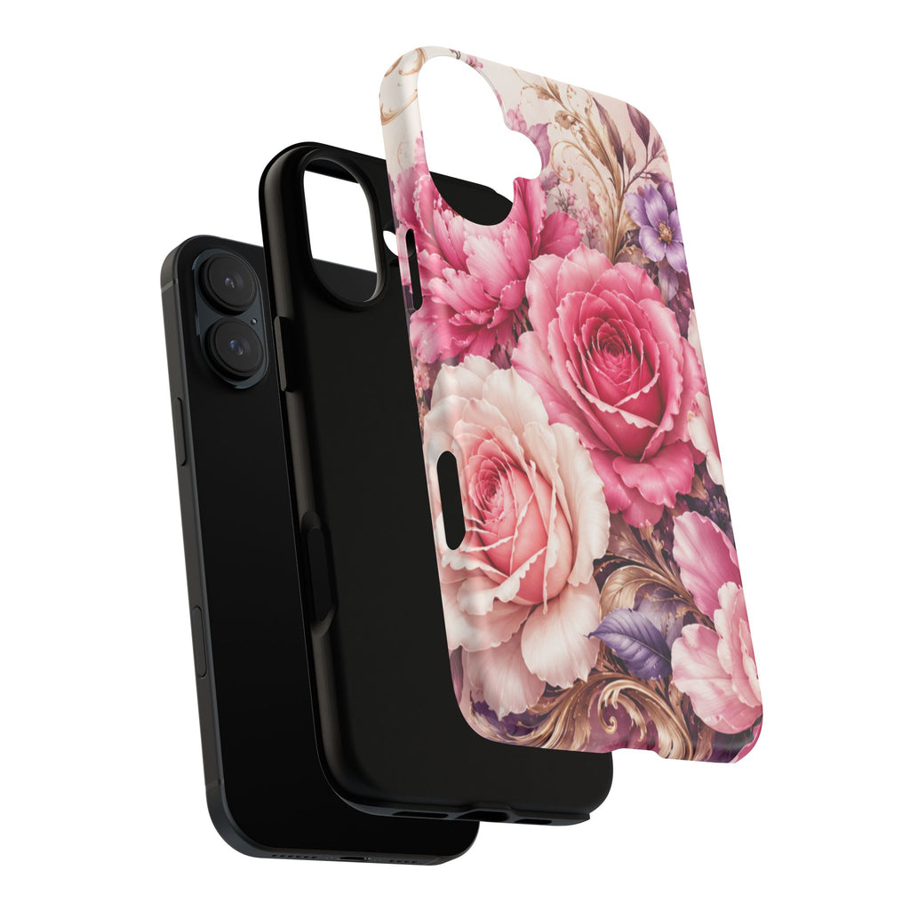 Pink Vintage Roses phone case | floral iPhone cover