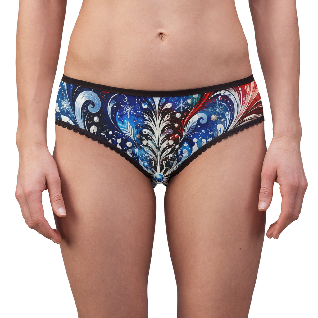 Women's Briefs — Starburst Floral All-Over-Print Panties (Red, White & Blue)