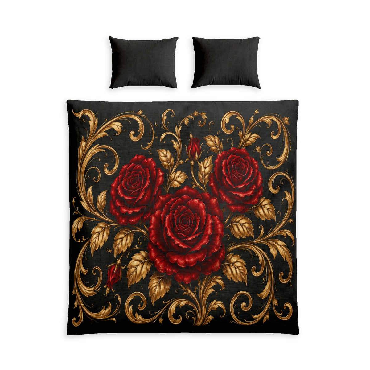 Red Rose Baroque Duvet Cover
