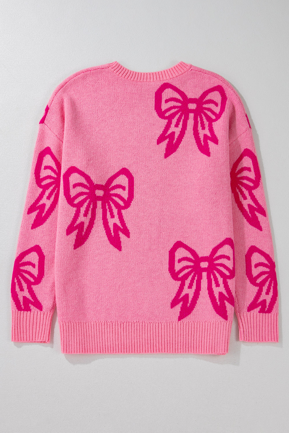 Bow Drop Shoulder Long Sleeve Sweater