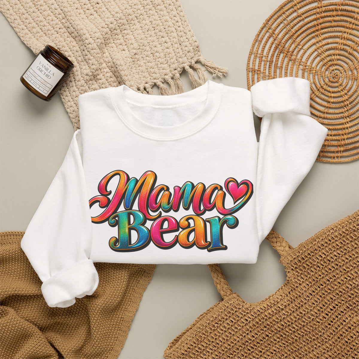 Mama Bear Crewneck Sweatshirt – Colorful Retro Mom Graphic