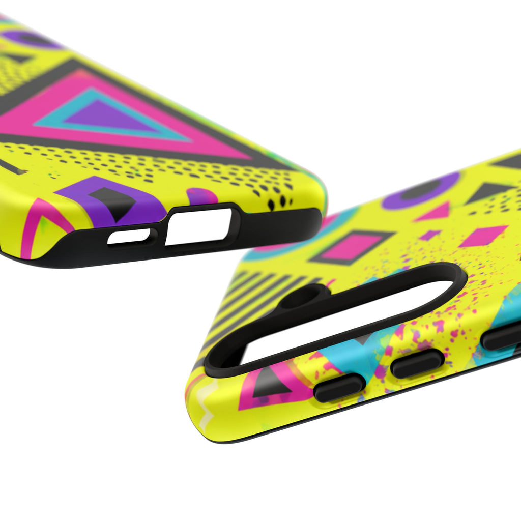 Retro 80s Geometric Phone Case — Neon Memphis Triangle Design