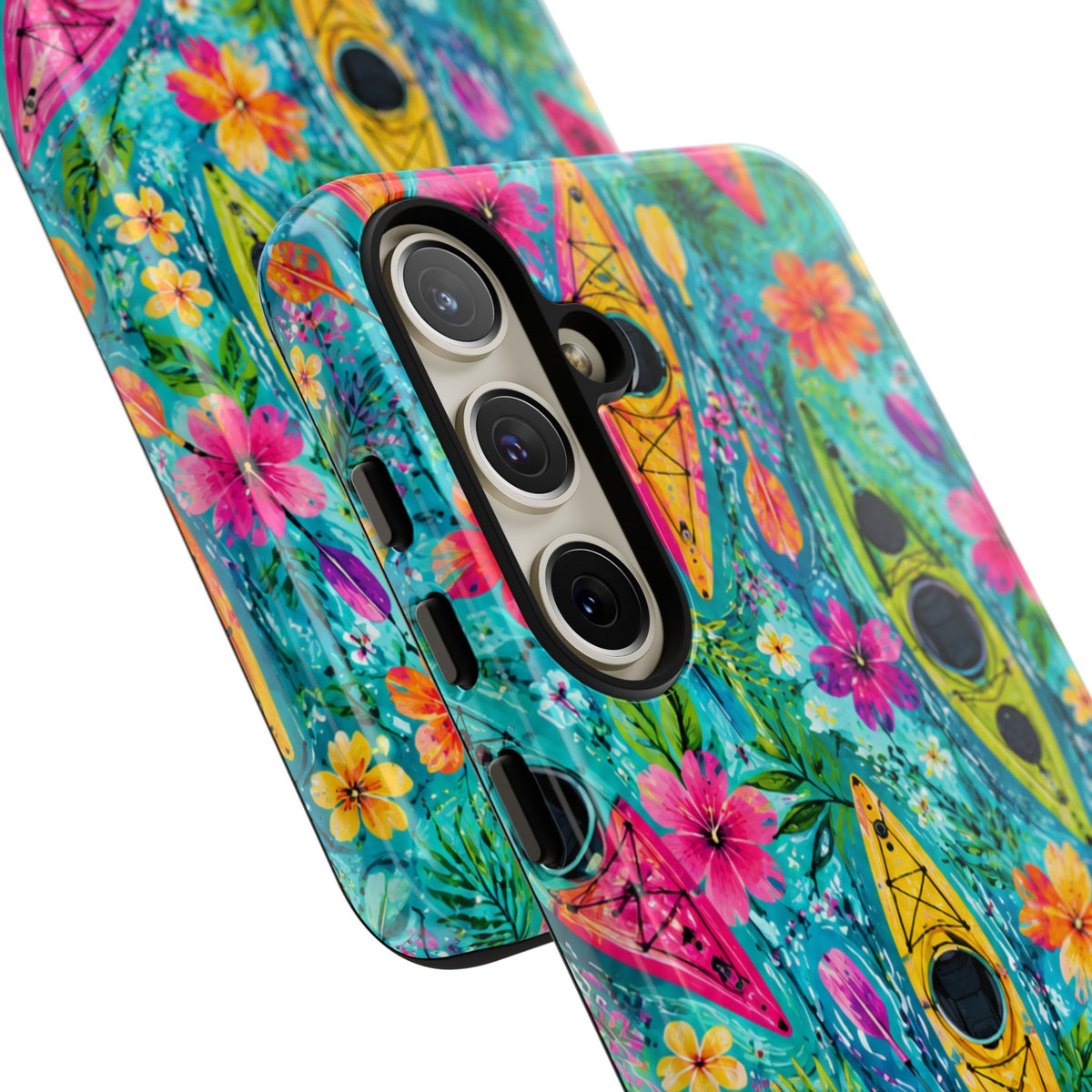 Tropical Kayak Phone Case – Colorful Floral Waterproof Pattern