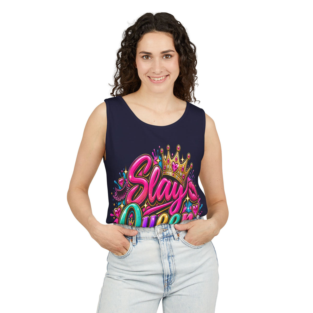 Slay Queen graffiti crown Tank Top | colorful lettering street art