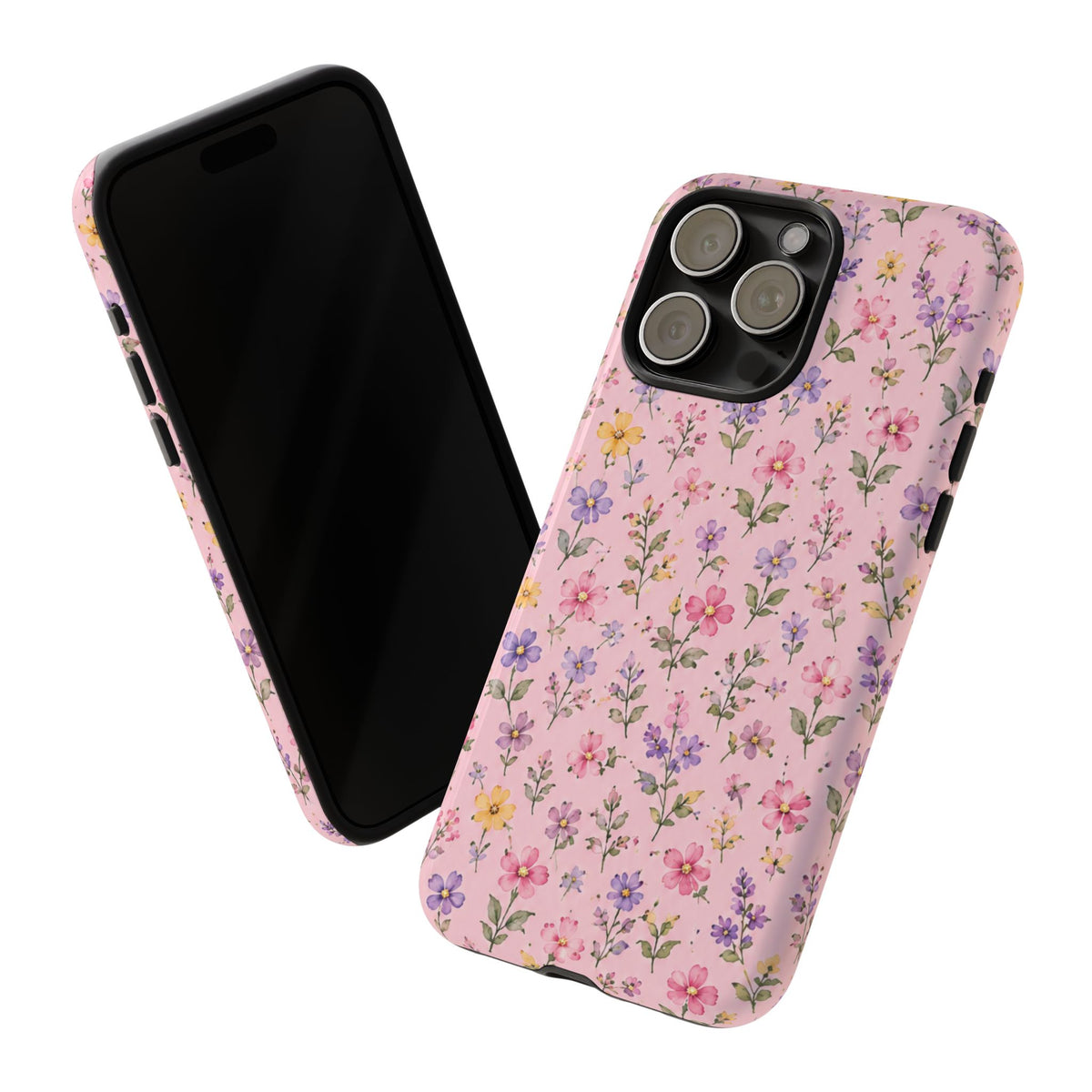 Floral Pink Tough Phone Case — Pastel Wildflower Protective Case