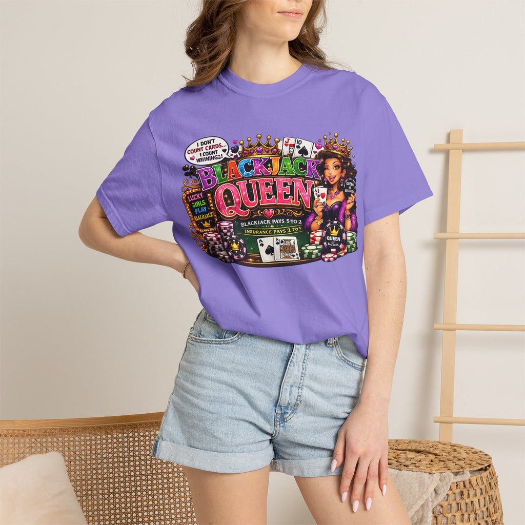 Blackjack Queen T-shirt | Casino Card Dealer Illustration