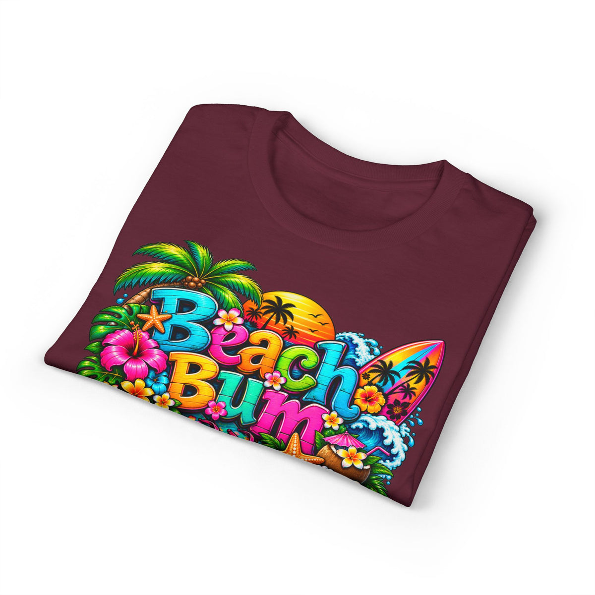 Beach Bum T-Shirt — Colorful Surf & Tropical Graphic Tee
