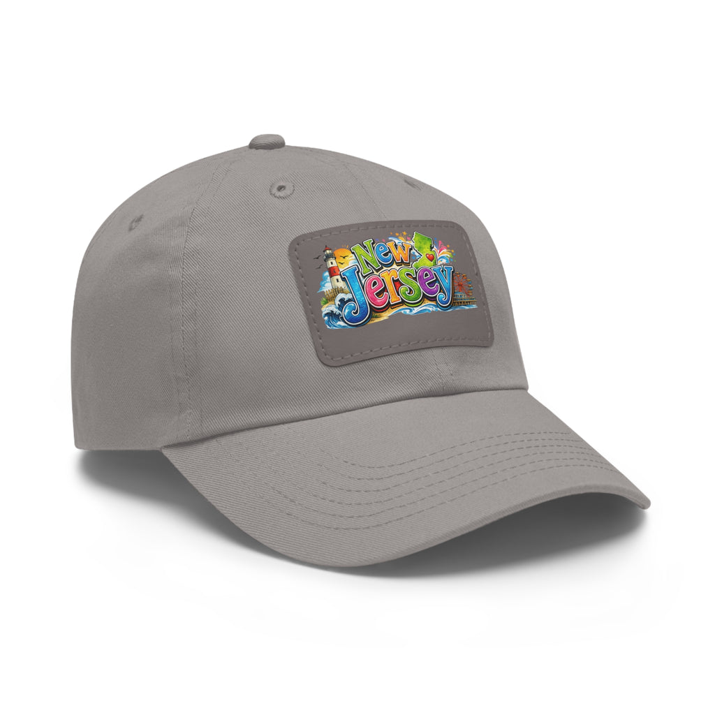 New Jersey Patch Logo Dad Hat | Leather Rectangle Patch
