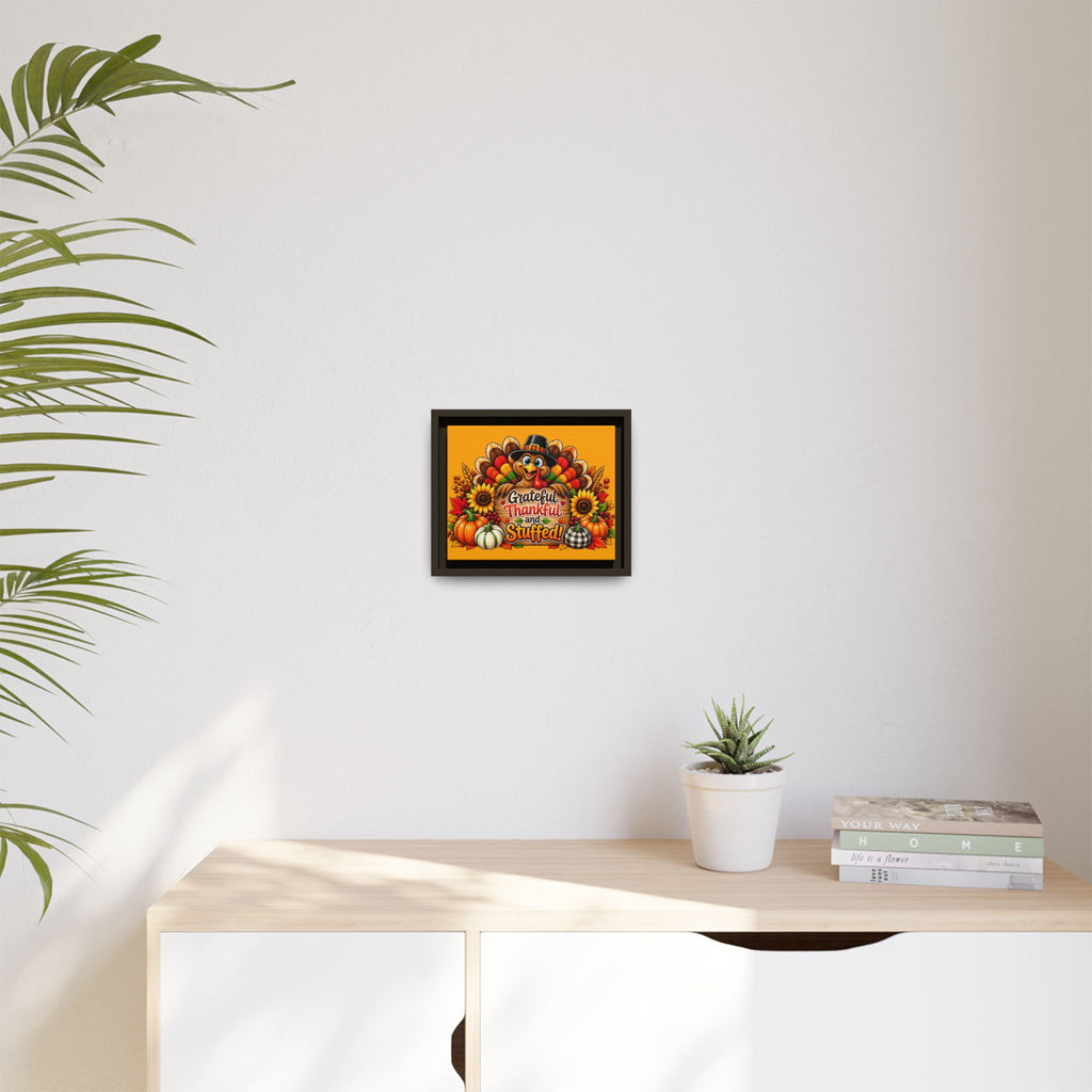 Thankful & Stuffed Turkey Matte Canvas Wall Art