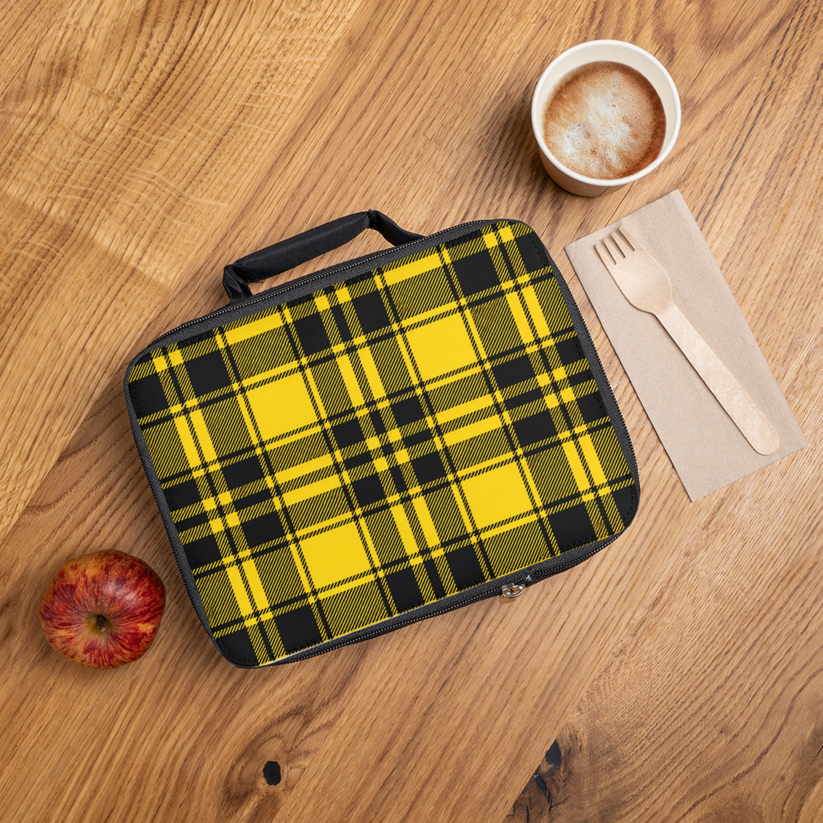 Lunch Bag - Tartan Plaid - Yellow & Black