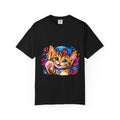 Cute Kitten with Cap T-Shirt | Colorful Paw Print Cat Design