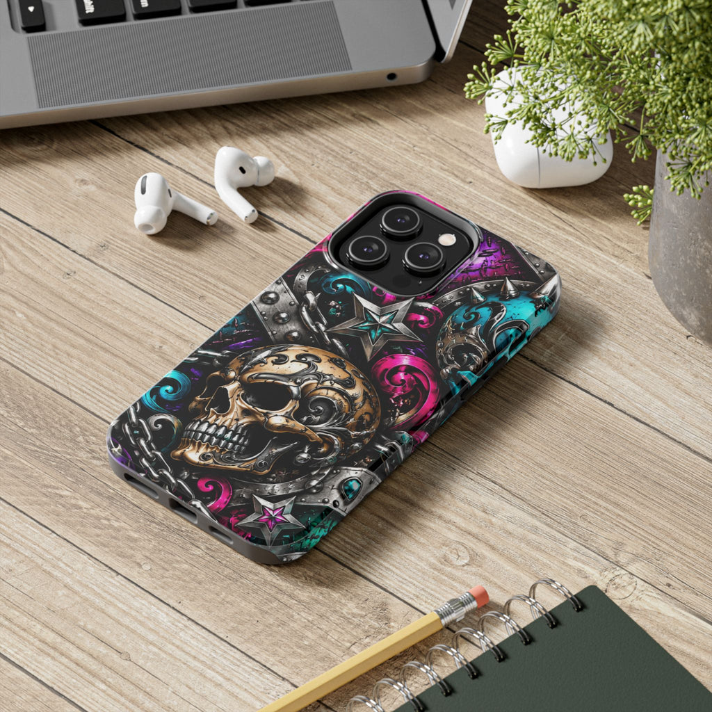 Skull & Stars Tough Phone Case | Colorful Gothic Skull Phone Case