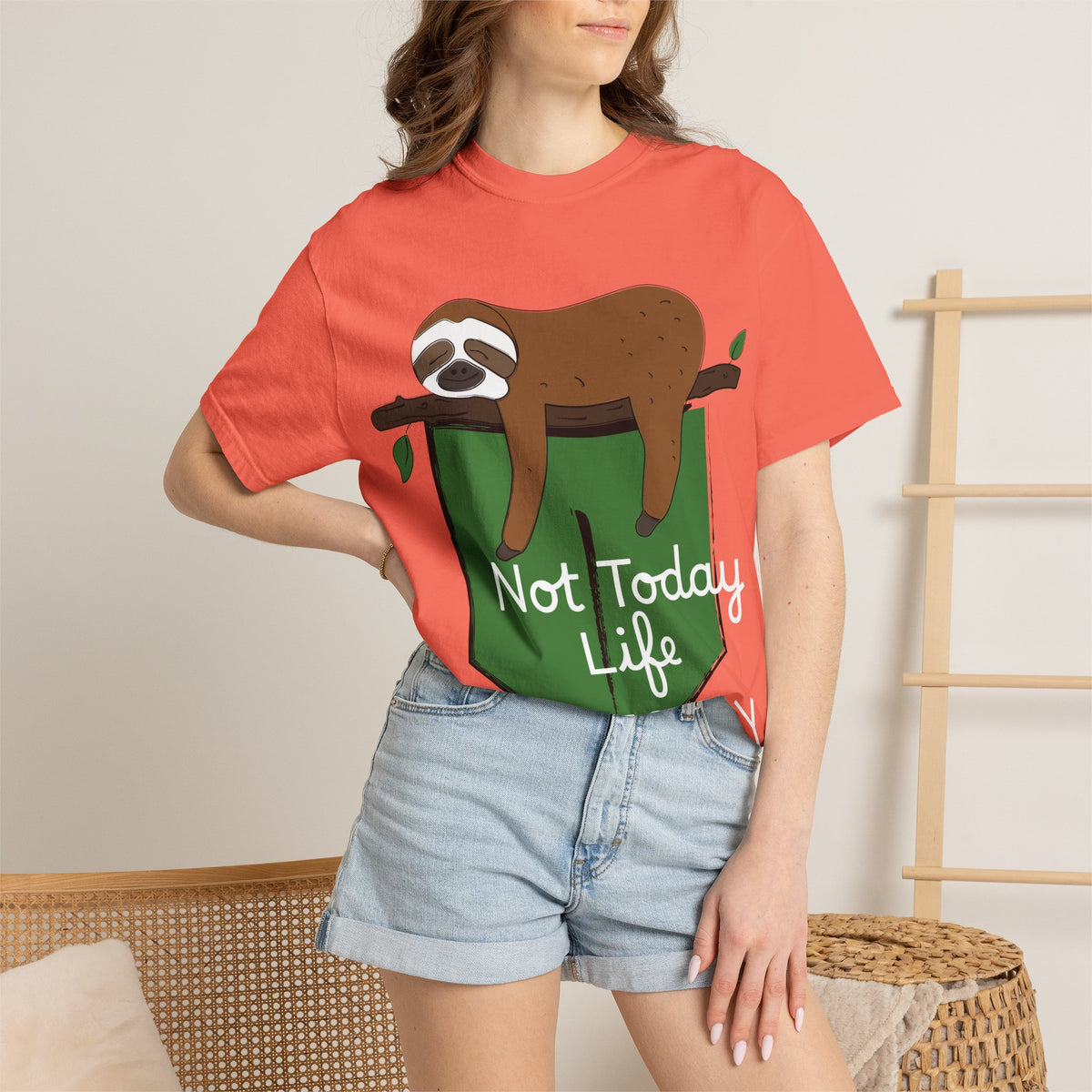 Sloth Pocket Tee — "Not Today" Lazy Sloth Graphic T-Shirt