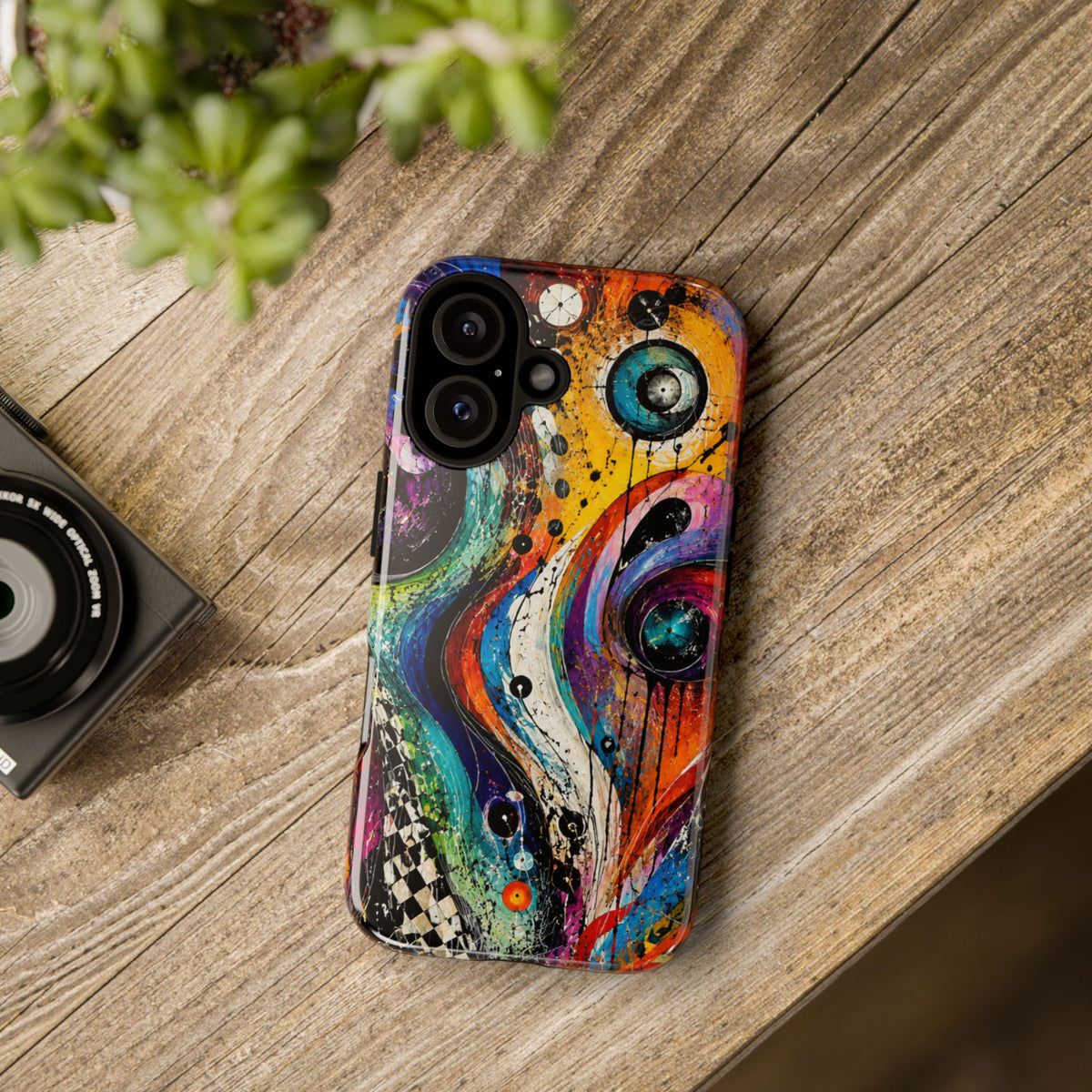 Abstract Cosmic Swirl Phone Case — Colorful Artistic iPhone Tough Case