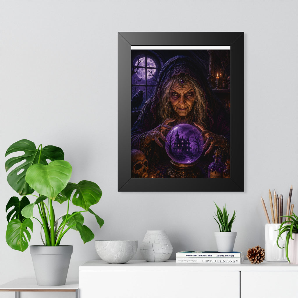 Witch with Crystal Ball Framed Poster | Halloween Wall Art