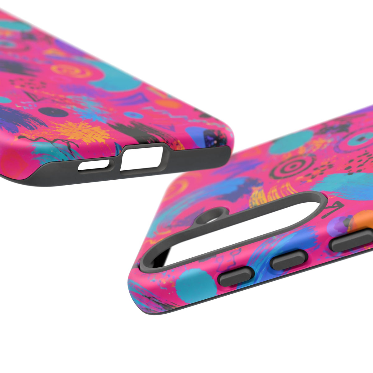 Neon Retro Abstract Tough Phone Case — 80s Brushstroke Pattern
