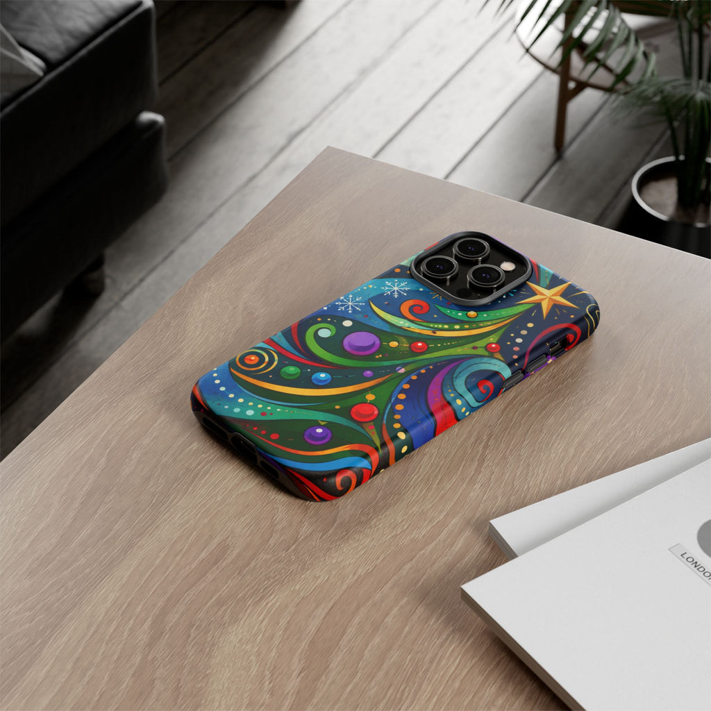 Colorful Swirl Christmas Tree Tough Phone Case