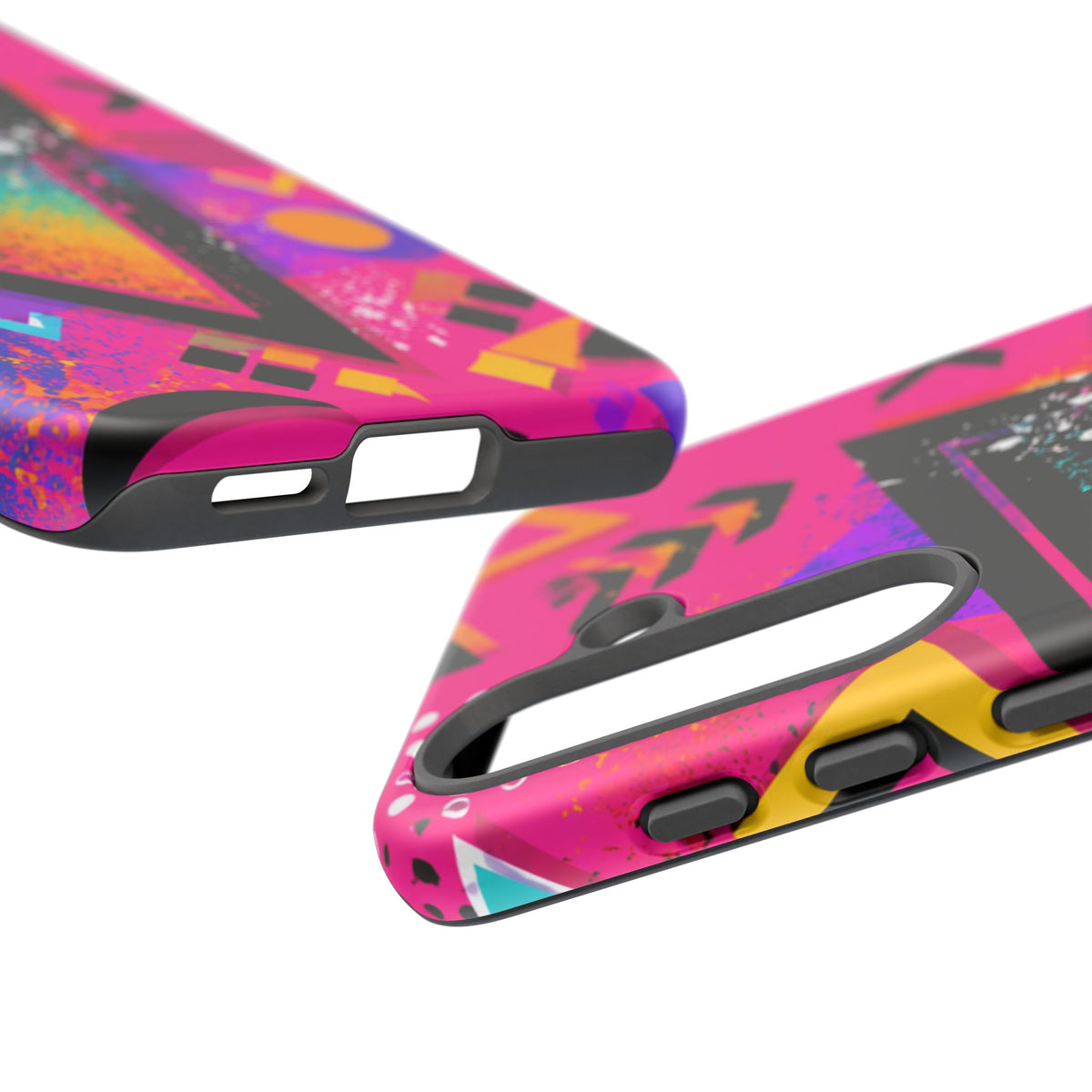 Retro 80s Geometric Phone Case — Neon Triangle Tough Case