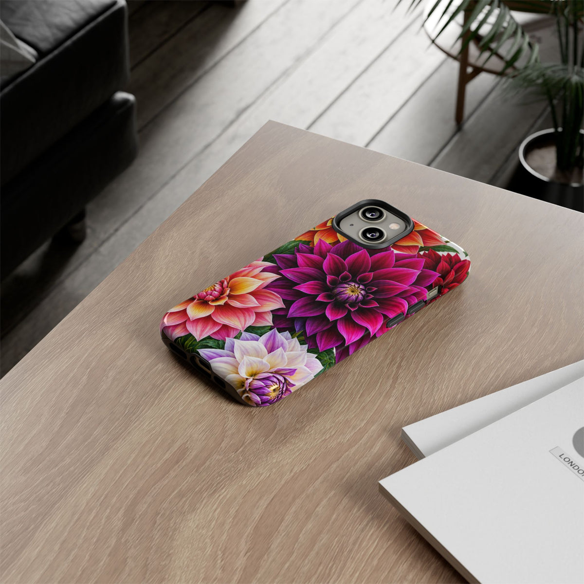Floral Dahlia Tough Phone Case — Vibrant Protective Floral Phone Cover
