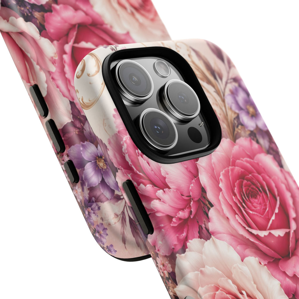 Pink Vintage Roses phone case | floral iPhone cover