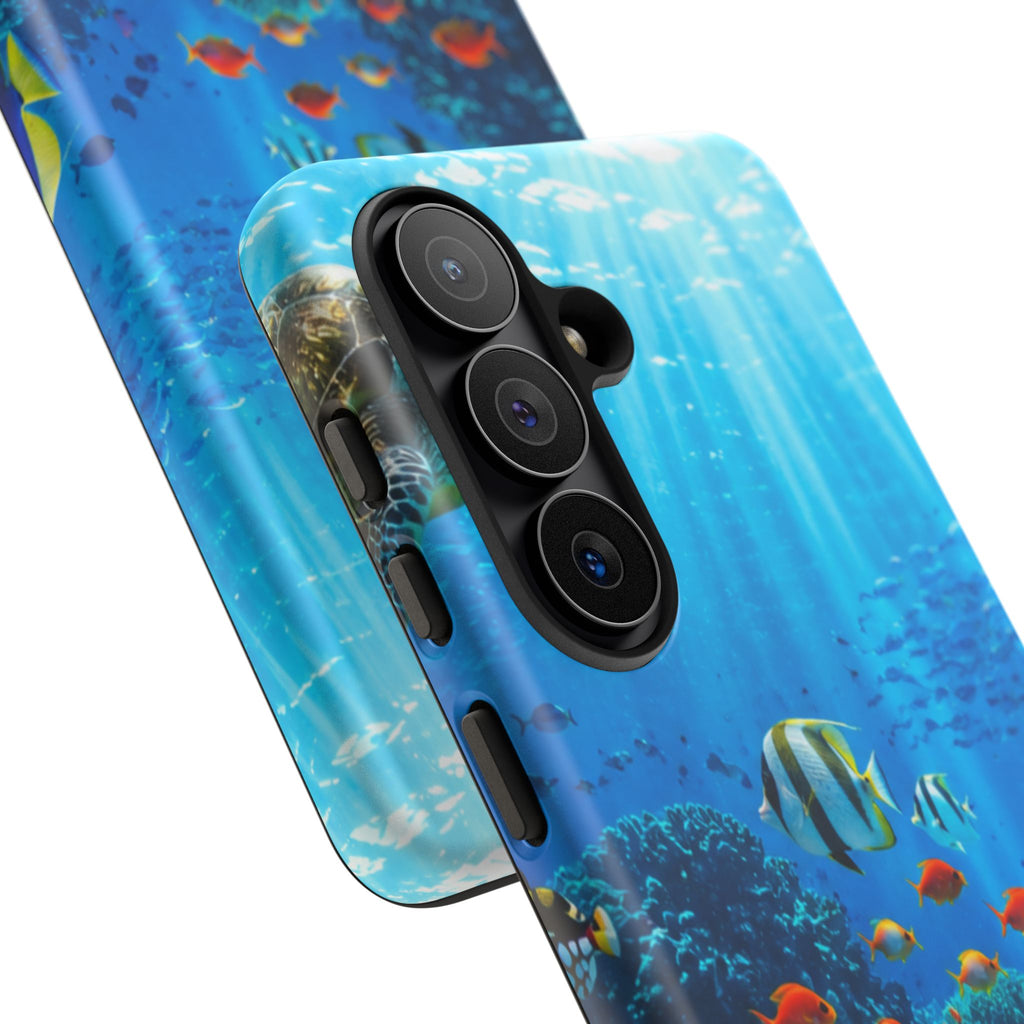 Underwater Ocean Life Tough Phone Case — Coral Reef & Sea Turtle Protective Cover