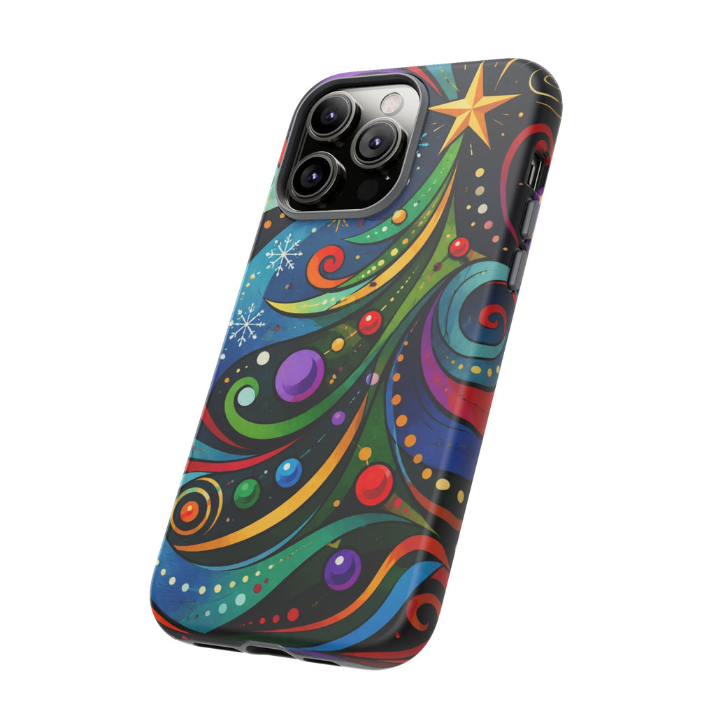 Colorful Swirl Christmas Tree Tough Phone Case