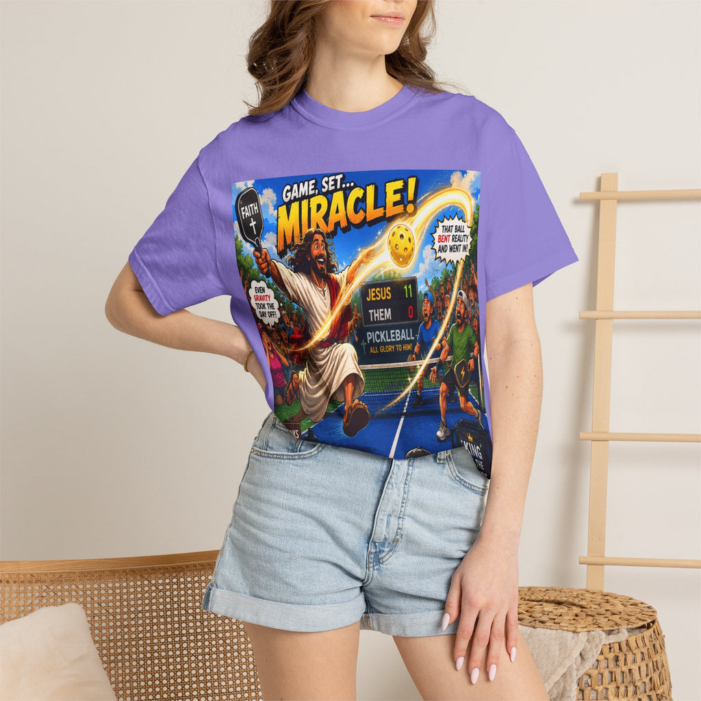 Game, Set, Miracle! Jesus Pickleball Graphic T-Shirt