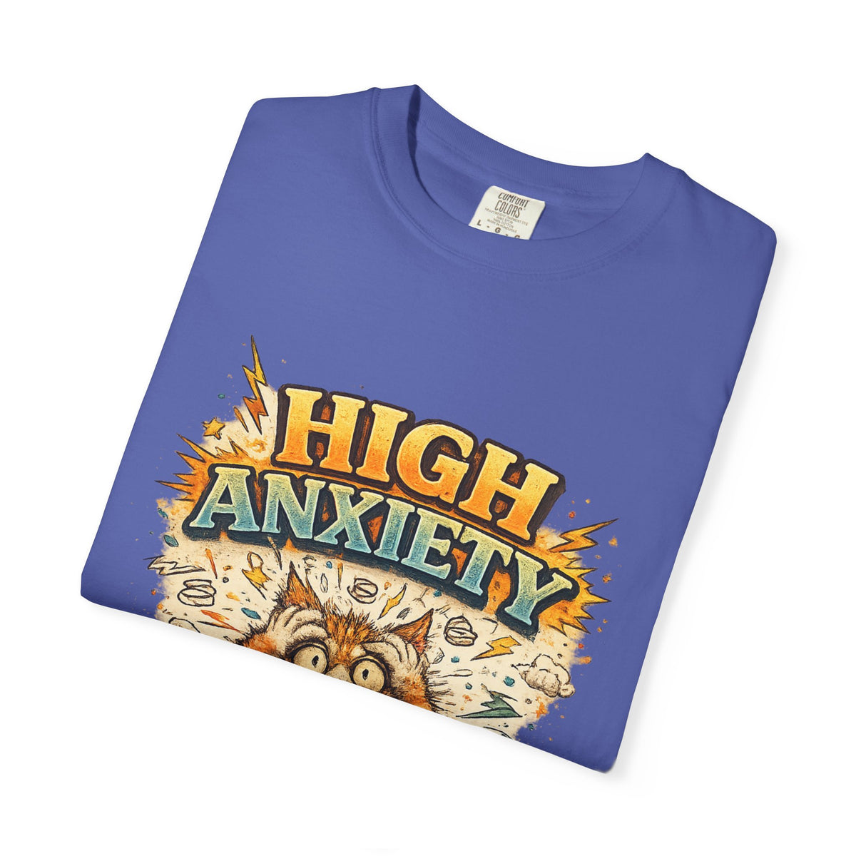 High Anxiety Cat Illustration T-shirt | Nervous Kitty Graphic Tee