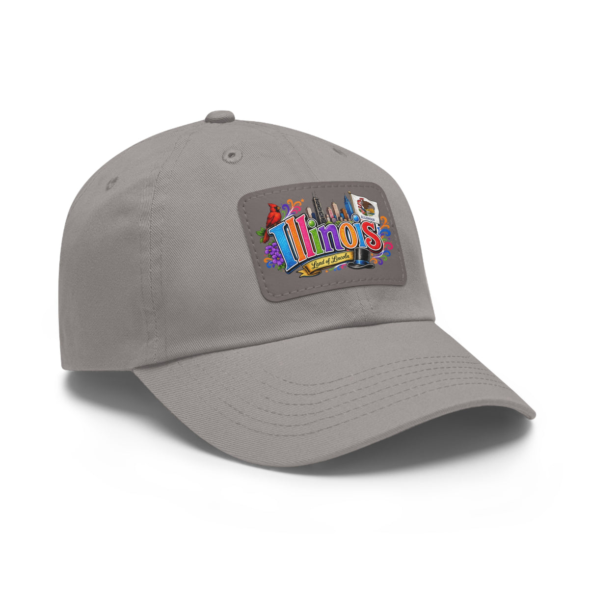Illinois Patch Dad Hat | Leather Rectangle Patch, State Travel Hat