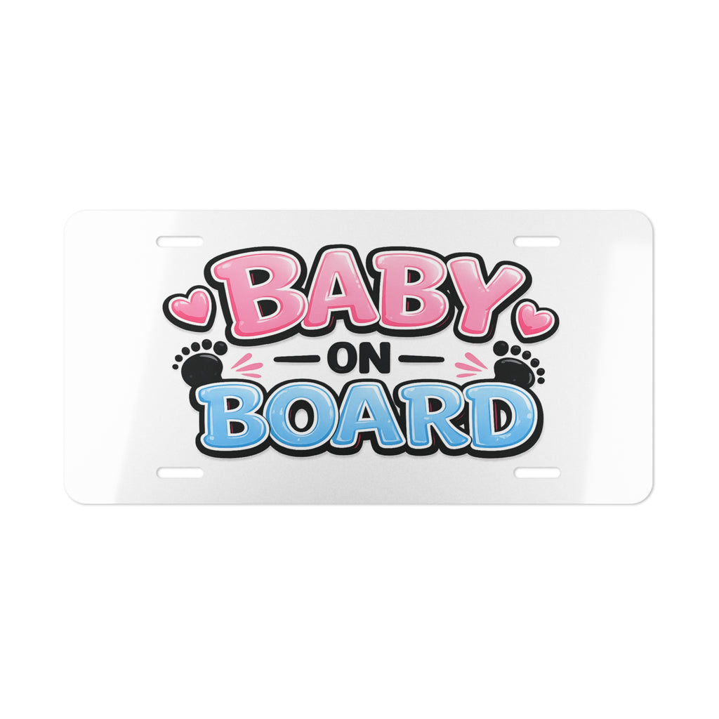 Baby on Board Vanity Plate | Pink Blue Baby Feet License Plate