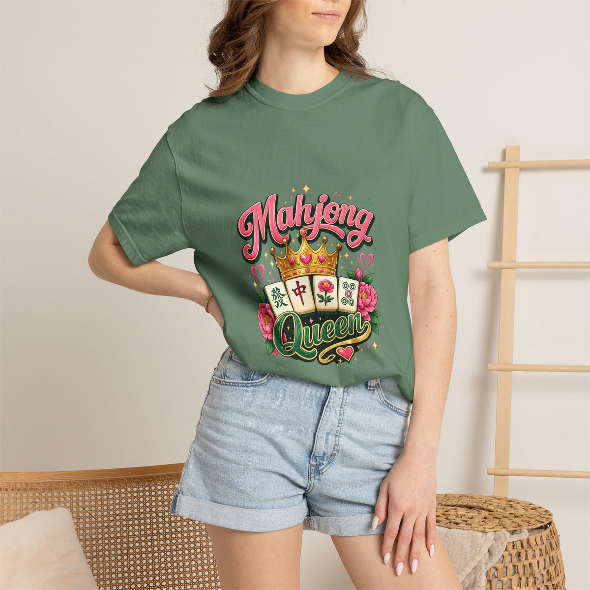 Mahjong Queen T-shirt | Mahjong Tiles Floral Design