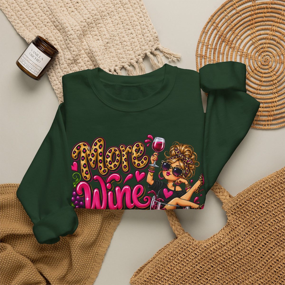 More Wine Please Sweatshirt — Funny Wine Lover Crewneck