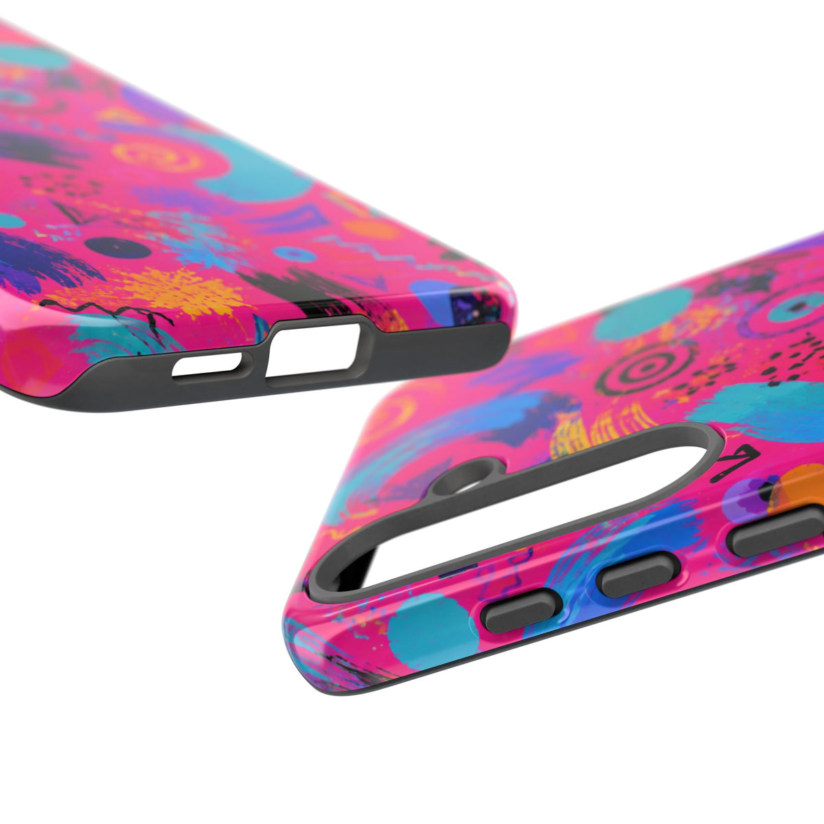 Neon Retro Abstract Tough Phone Case — 80s Brushstroke Pattern