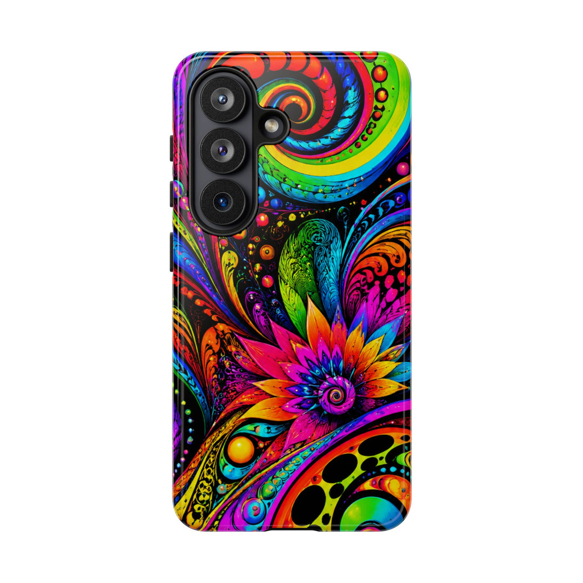 Psychedelic Floral Phone Case — Vibrant Swirl Tough Protective Cover